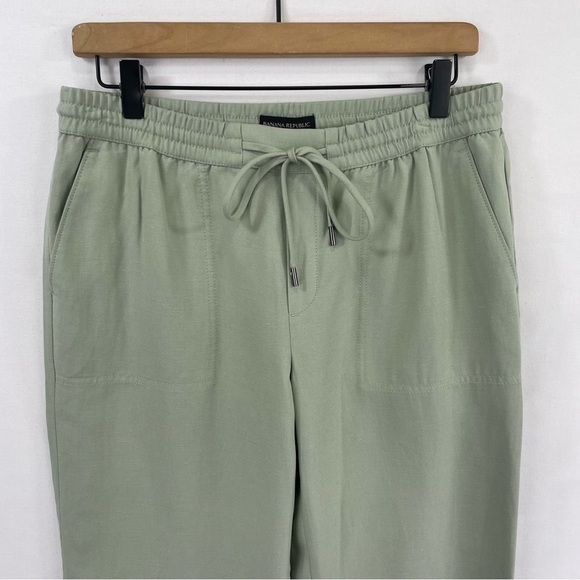 Banana Republic Pants Women Small Light Green Linen Pull On Elastic Waist Comfy - Picture 3 of 15